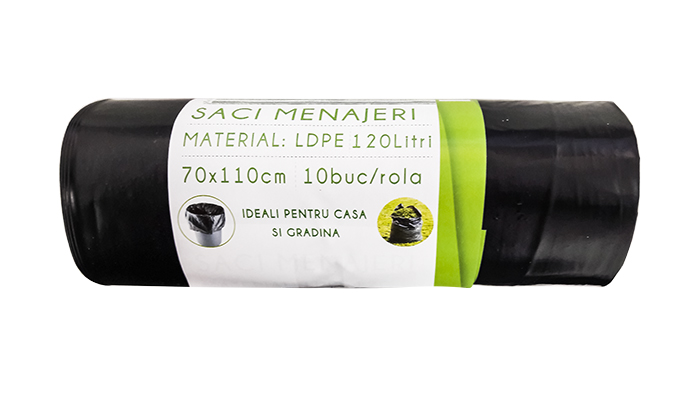 Saci menajeri 120L  10 buc/rola  negri  super rezistenti